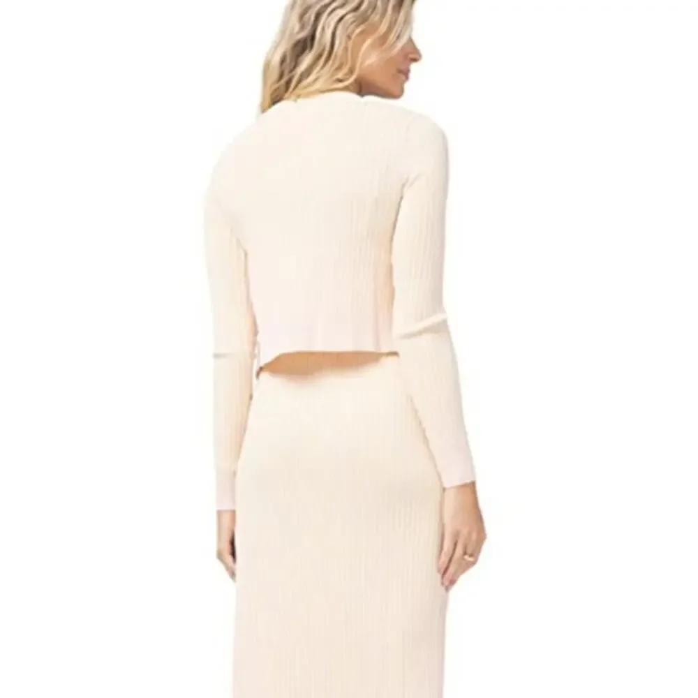 L*Space Two-Tone Rib Sundown Cardigan in Rose Quartz/Mellow Yellow NWOT Small